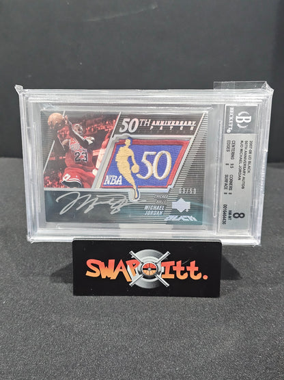 2007-08 upper deck black 50th anniversary autos MICHAEL JORDAN 03/50 bgs 8