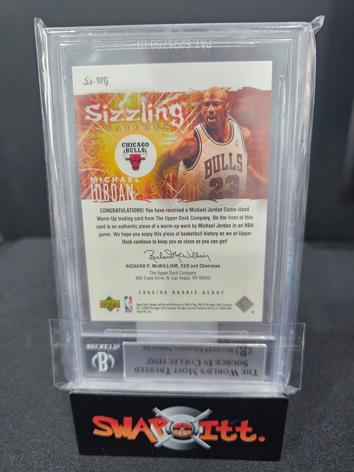 2005-06 upper deck rookie debut sizzling swatches game used MICHAEL JORDAN bgs 9