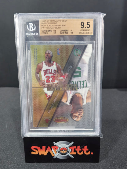 1997-98 bowmans best mirror image JORDAN/MERCER/PAYTON/MARBURY bgs 9.5