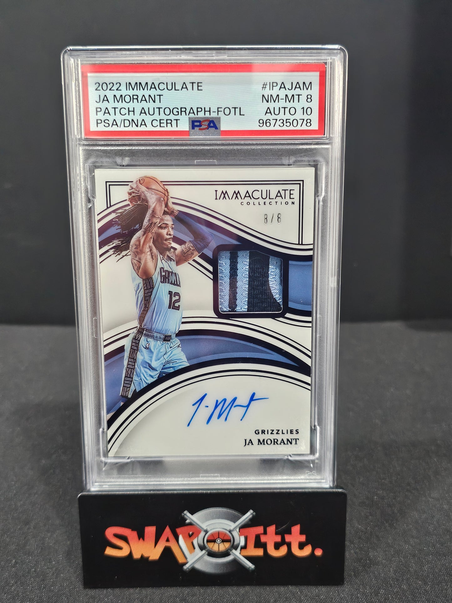 2022 immaculate JA MORANT patch auto-fotl psa 8