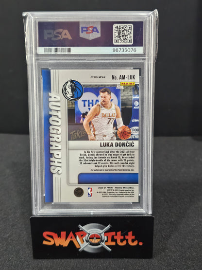 2020 panini mosaic LUKA DONCIC auto msc-fusion red and yellow psa 9