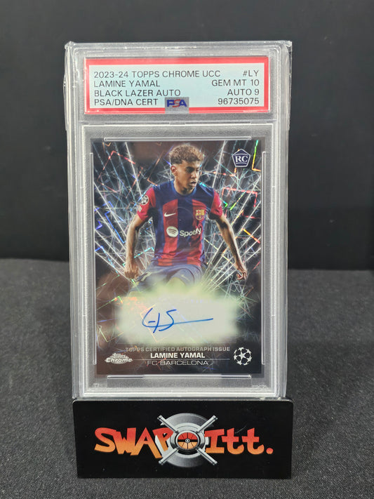 2023-24 topps chrome ucc LAMINE YAMAL black lazer auto psa 10