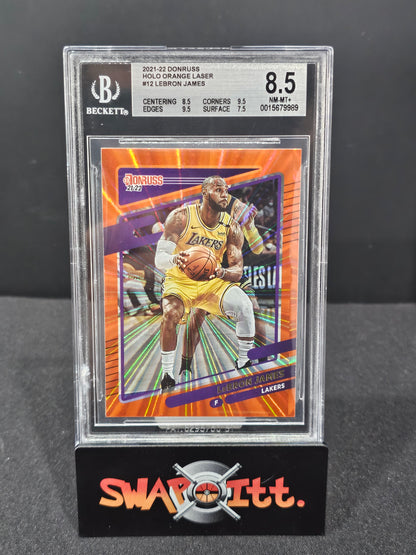 2021-22 donruss holo orange laser LEBRON JAMES bgs 8.5