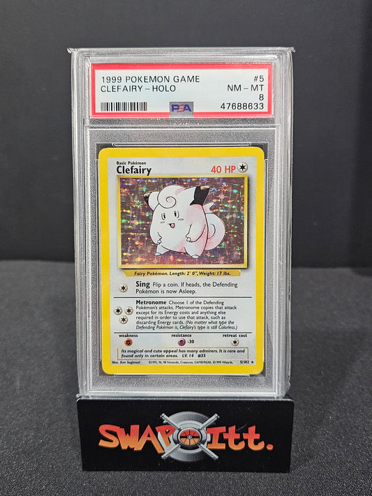 1999 pokemon game CLEFAIRY-HOLO psa 8