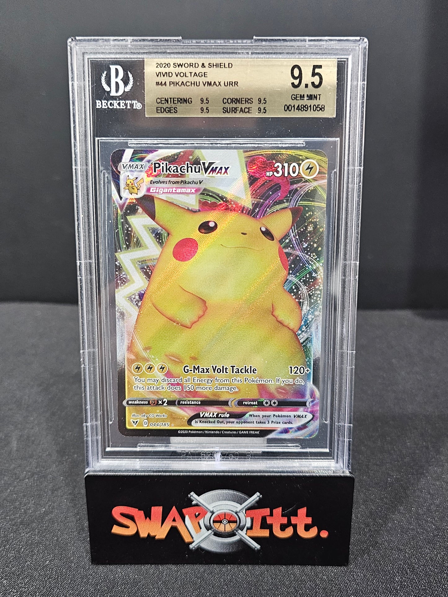 2020 sword and shield vivid voltage PIKACHU VMAX URR bgs 9.5