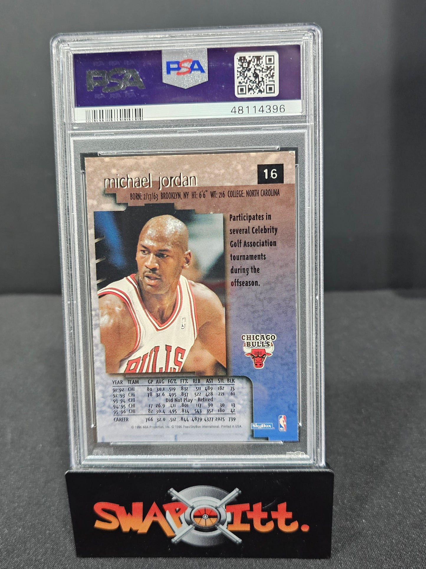 1996 skybox premium MICHAEL JORDAN psa 7