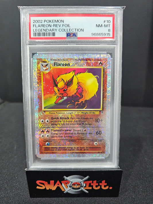 2002 pokemon FLAREON-REV.FOIL legendary collection psa 8