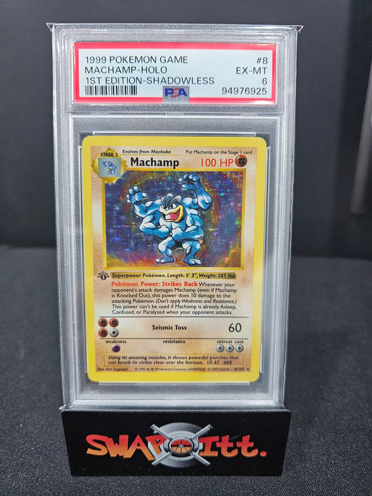 1999 pokemon game MACHAMP-HOLO 1st edition shadowless psa 6