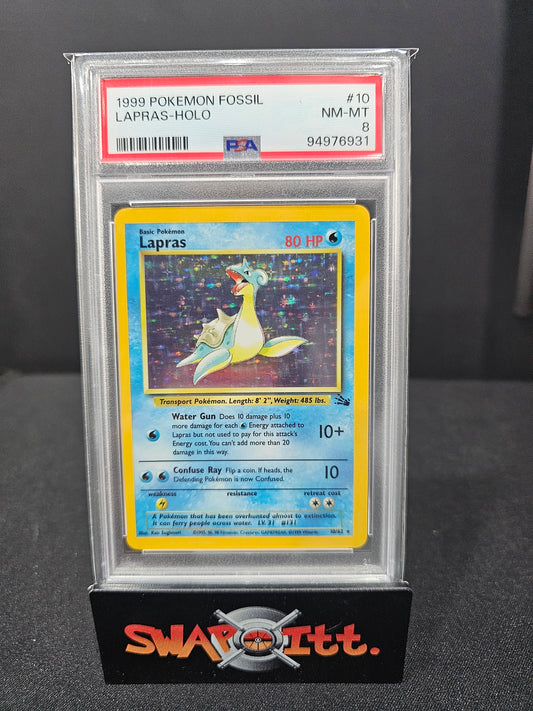 1999 pokemon fossil LAPRAS-HOLO psa 8