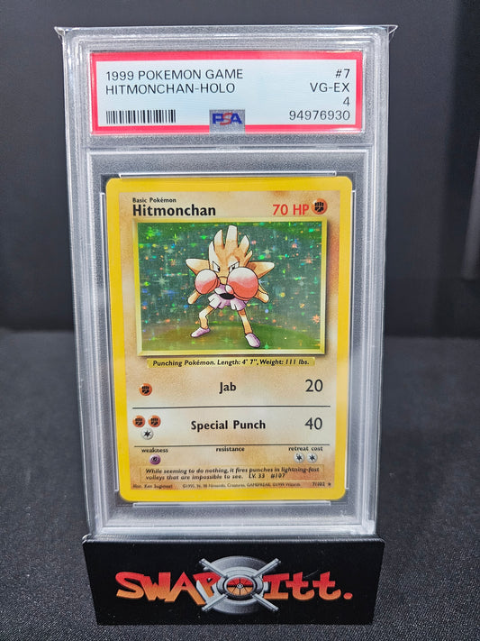 1999 pokemon game HITMONCHAN-HOLO psa 4