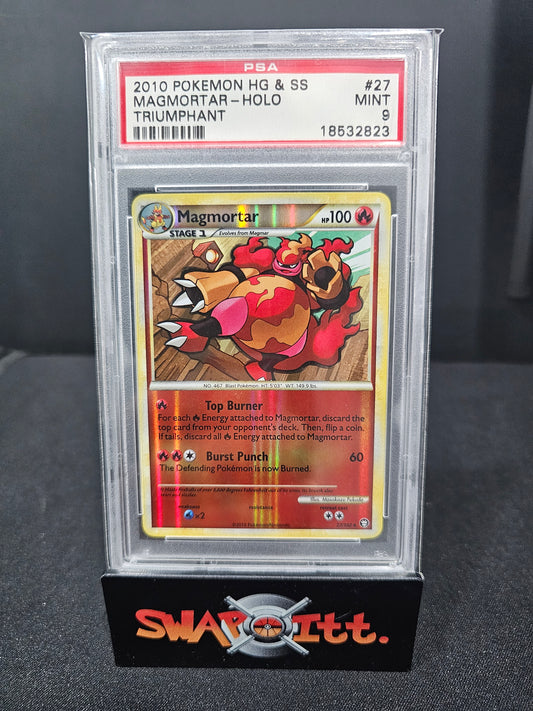 2010 pokemon hg & ss MAGMORTAR-HOLO triumphant psa 9