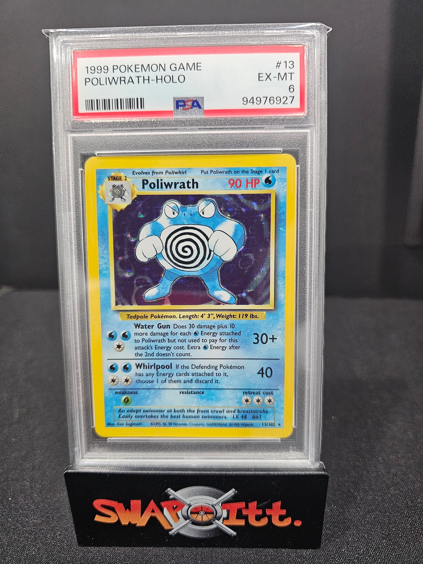 1999 pokemon game POLIWRATH-HOLO psa 6