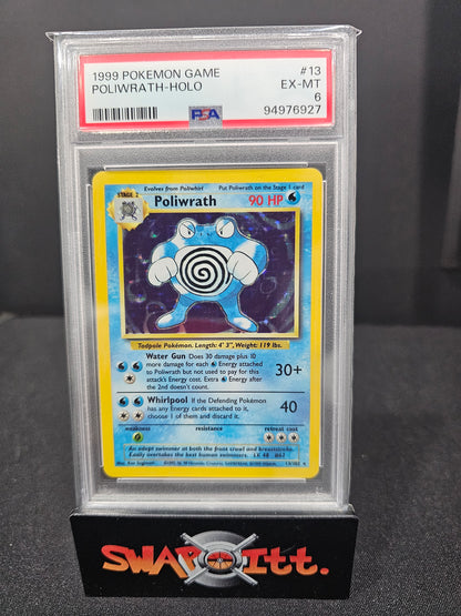 1999 pokemon game POLIWRATH-HOLO psa 6