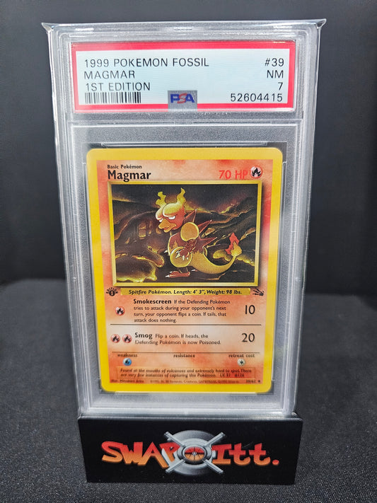 1999 POKEMON FOSSIL magmar 1ST EDITION PSA 7