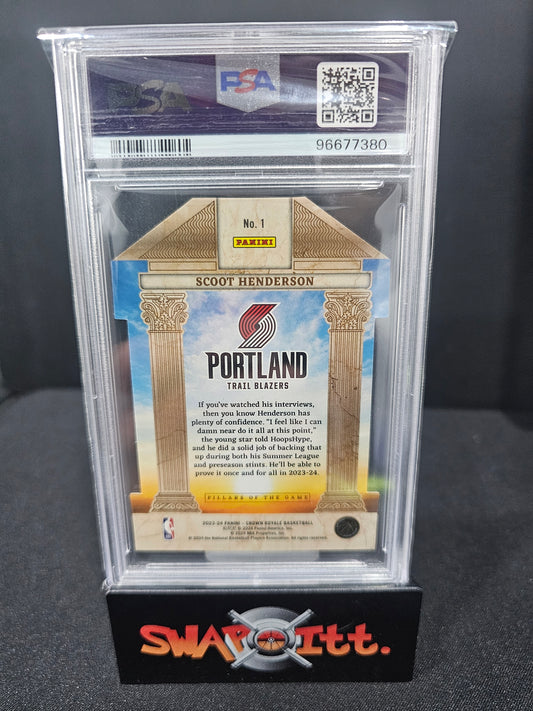 2023 crown royale SCOOT HENDERSON pillars of the game-silver intl 09/18 psa 8