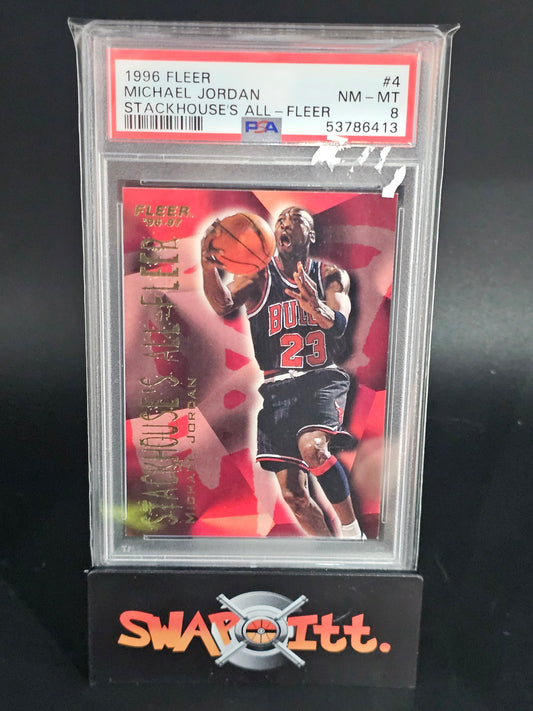 1996 fleer stackhouses all-fleer MICHAEL JORDAN psa 8