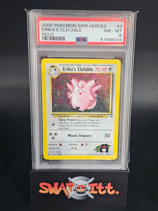 2000 pokemon gym heroes ERIKAS CLEFABLE-HOLO psa 8