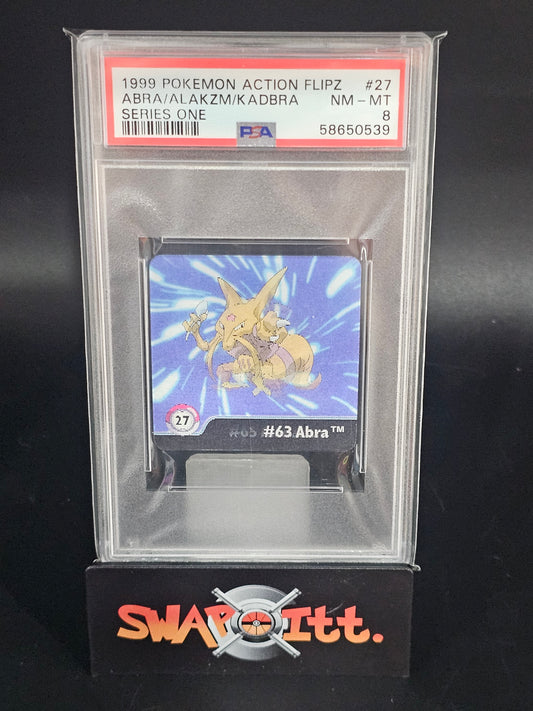 1999 pokemon action flipz ABRA/ALAKZM/KADBRA series one psa 8