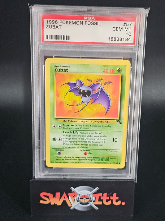 1996 pokemon fossil ZUBAT psa 10