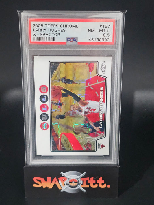 2008 topps chrome LARRY HUGHES x-fractor psa 8.5