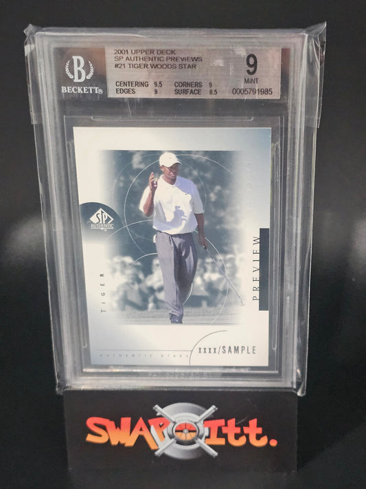 2001 upper deck sp authentic stars TIGER WOODS bgs 9