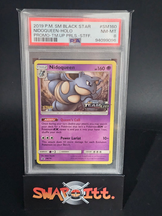 2019 pokemon sm black star NIDOQUEEN-HOLO promo-tm.up prls.stff psa 8