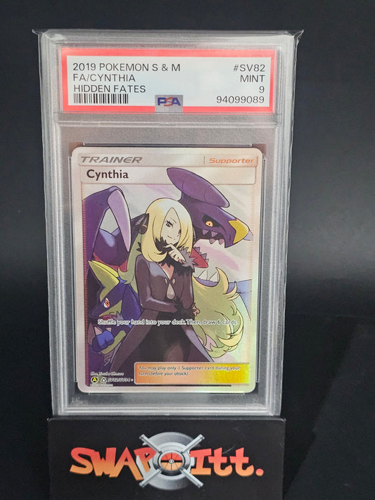 2019 pokemon s & m FA/CYNTHIA hidden fates psa 9