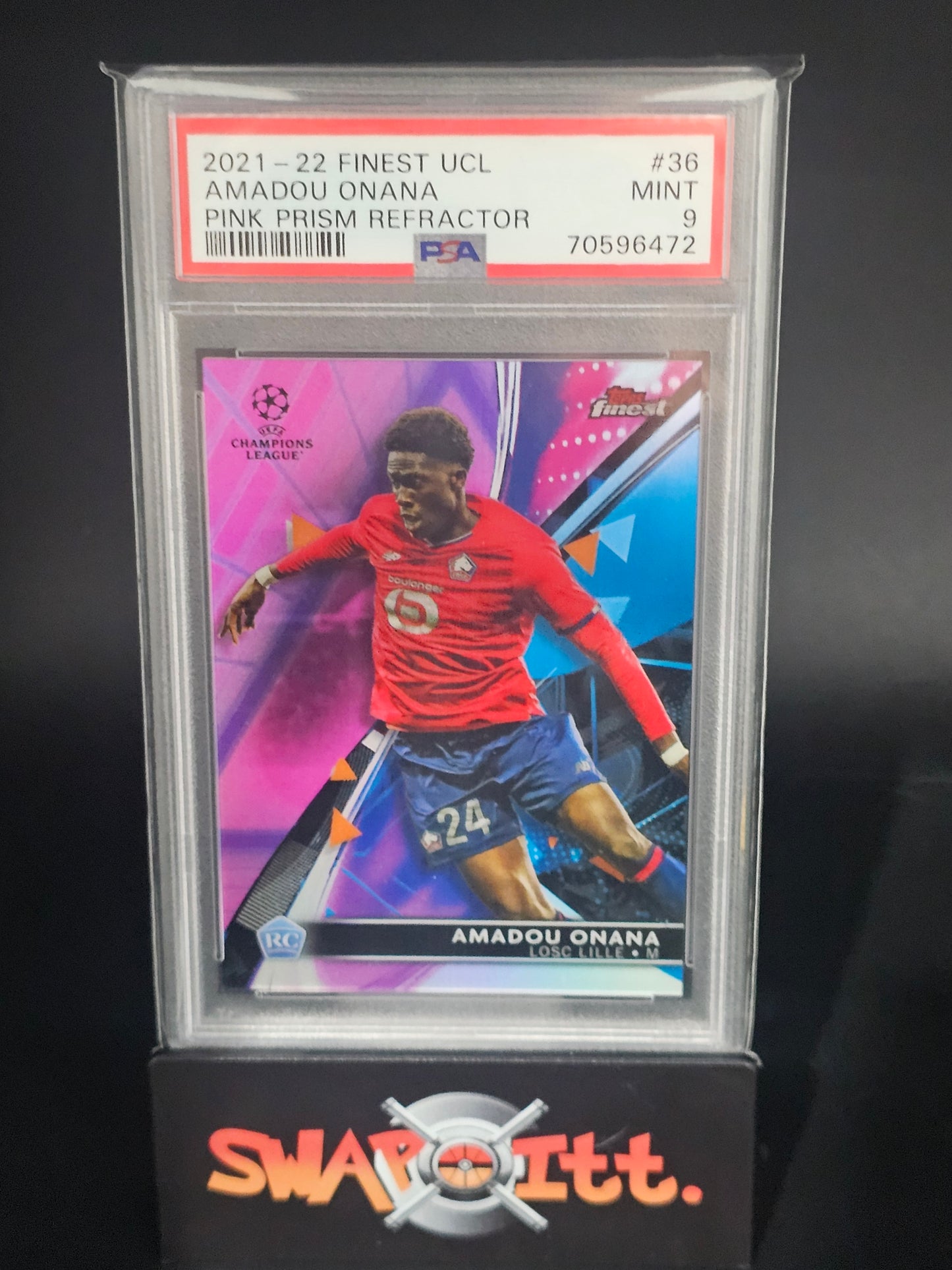 2021-22 topps finest ucl AMADOU ONANA pink prism refractor