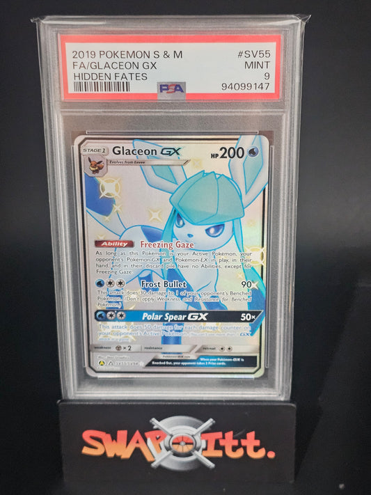 2019 pokemon s & m FA/GLACEON GX hidden fates psa 9