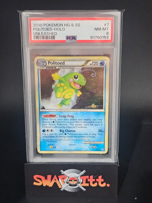 2010 pokemon hg & ss POLITOED-HOLO unleashed psa 8