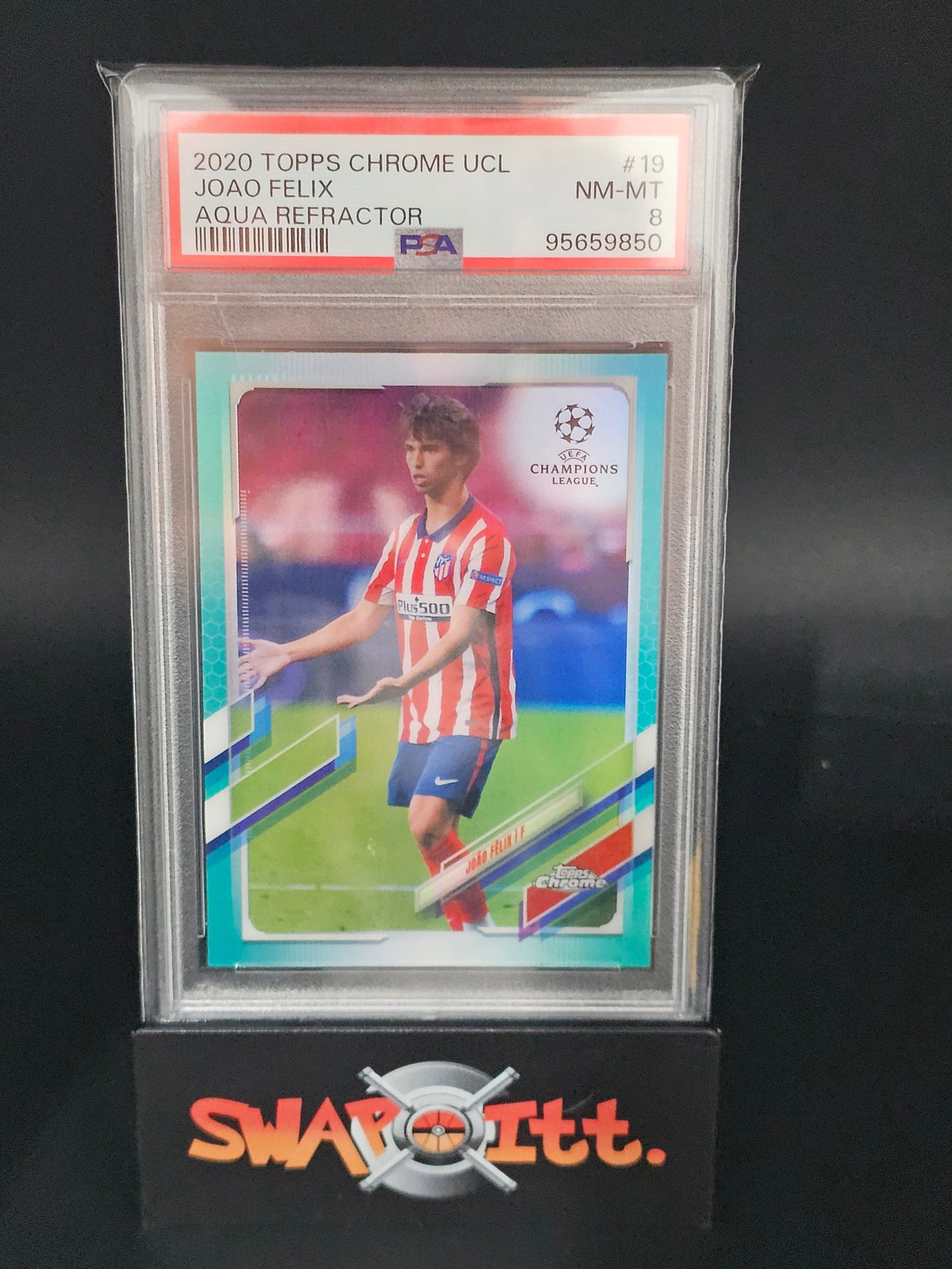 2020 topps chrome ucl JOAO FELIX aqua refractor psa 8