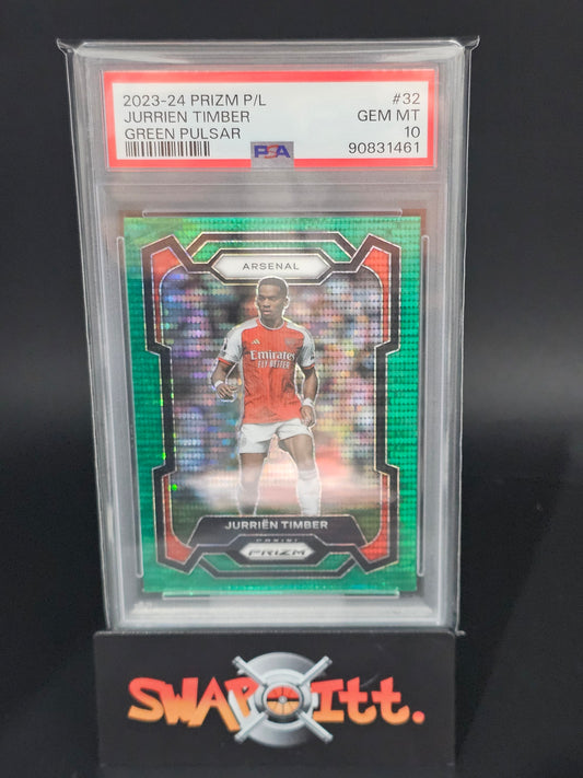 2023-24 prizm epl JURRIEN TIMBER green pulsar psa 10