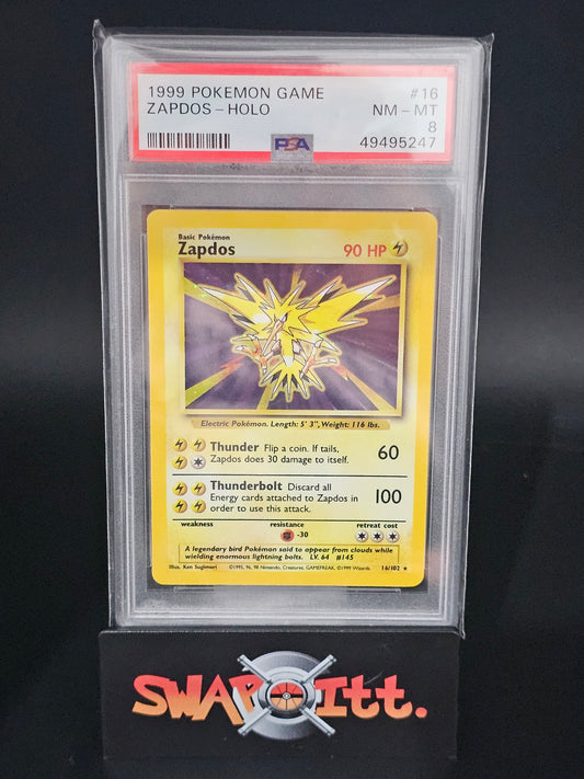 1999 pokemon game ZAPDOS-HOLO psa 8