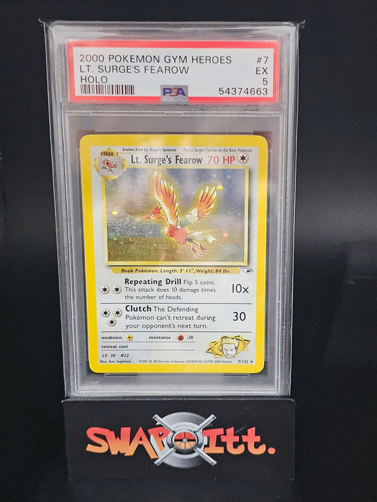 2000 pokemon gym heroes LT.SURGES FEAROW-HOLO psa 5