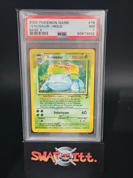 2000 pokemon game VENUSAUR-HOLO base ii psa 7