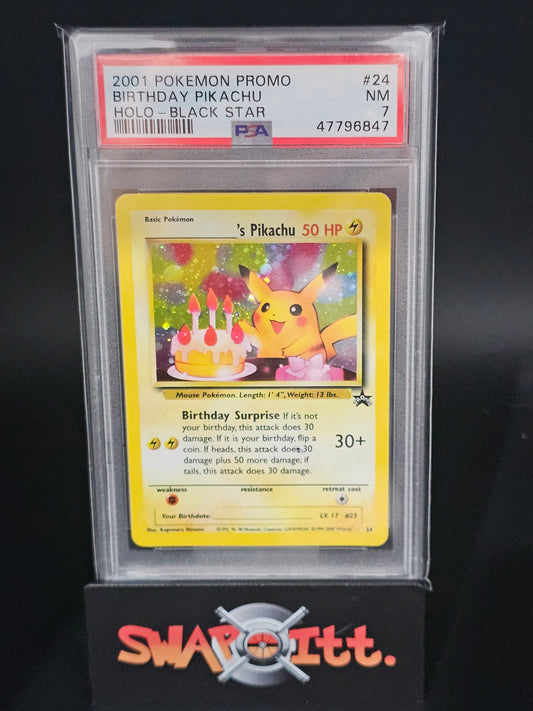 2001 pokemon promo BIRTHDAY PIKACHU-HOLO black star psa 7