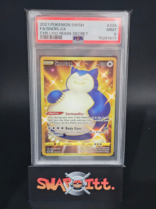 2021 pokemon swsh FA/SNORLAX chilling reign-secrewt psa 9