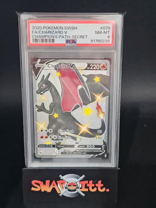 2020 pokemon swsh FA/CHARIZARD V champions path-secret psa 8