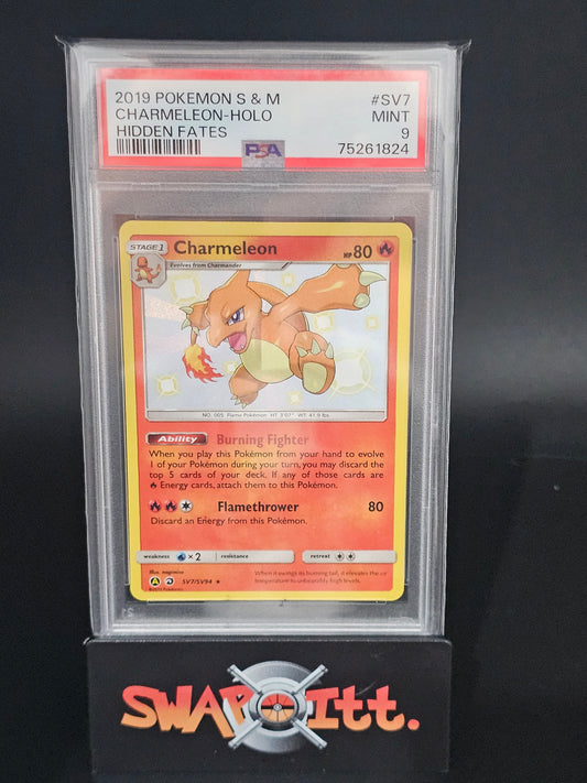 2019 pokemon s & m CHARMELEON-HOLO hidden fates psa 9