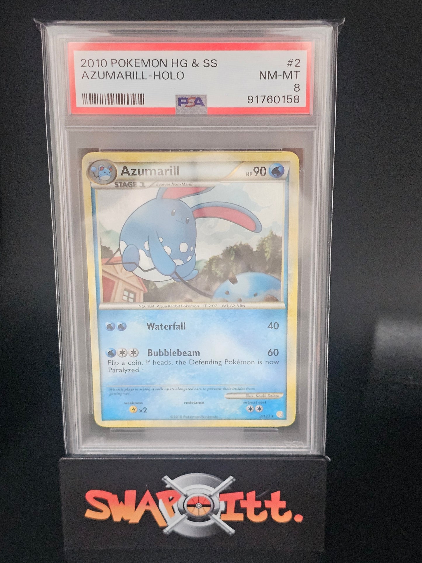 2010 pokemon hg & ss AZUMARILL-HOLO psa 8