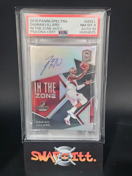 2018 panini spectra DAMIAN LILLARD in the zone auto 21/25 psa 8