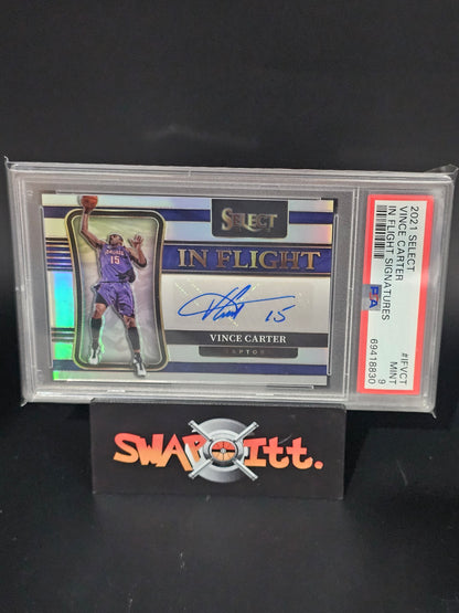 2021 select VINCE CARTER in flight auto 239/245 psa 9