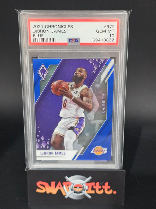 2021 chronicles LEBRON JAMES blue 72/99 psa 10