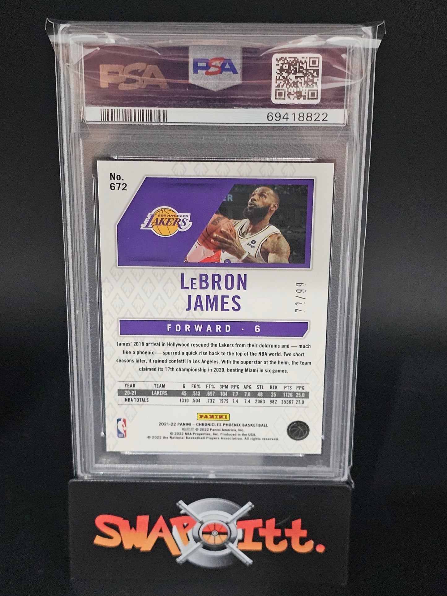 2021 chronicles LEBRON JAMES blue 72/99 psa 10