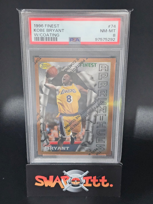 1996 topps finest KOBE BRYANT w/coating psa 8