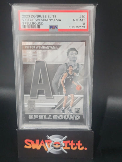 2023 donruss elite VICTOR WEMBANYAMA spellbound psa 8