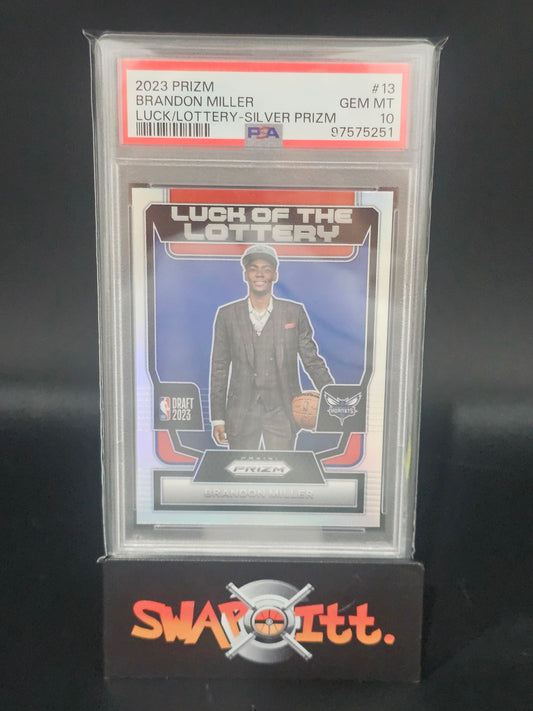 2023 prizm BRANDON MILLER luck/lottery-silver prizm psa 10