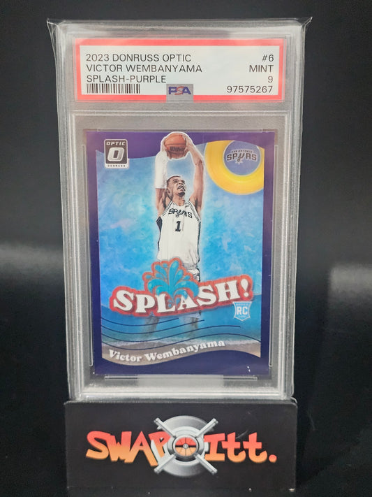 2023 donruss optic VICTOR WEMBANYAMA splash-purple psa 9