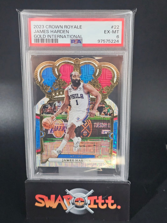 2023 crown royale JAMES HARDEN gold international 8/8 psa 6