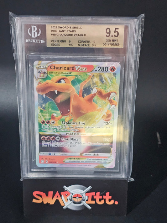 2022 sword & shield brilliant stars CHARIZARD VSTAR R bgs 9.5